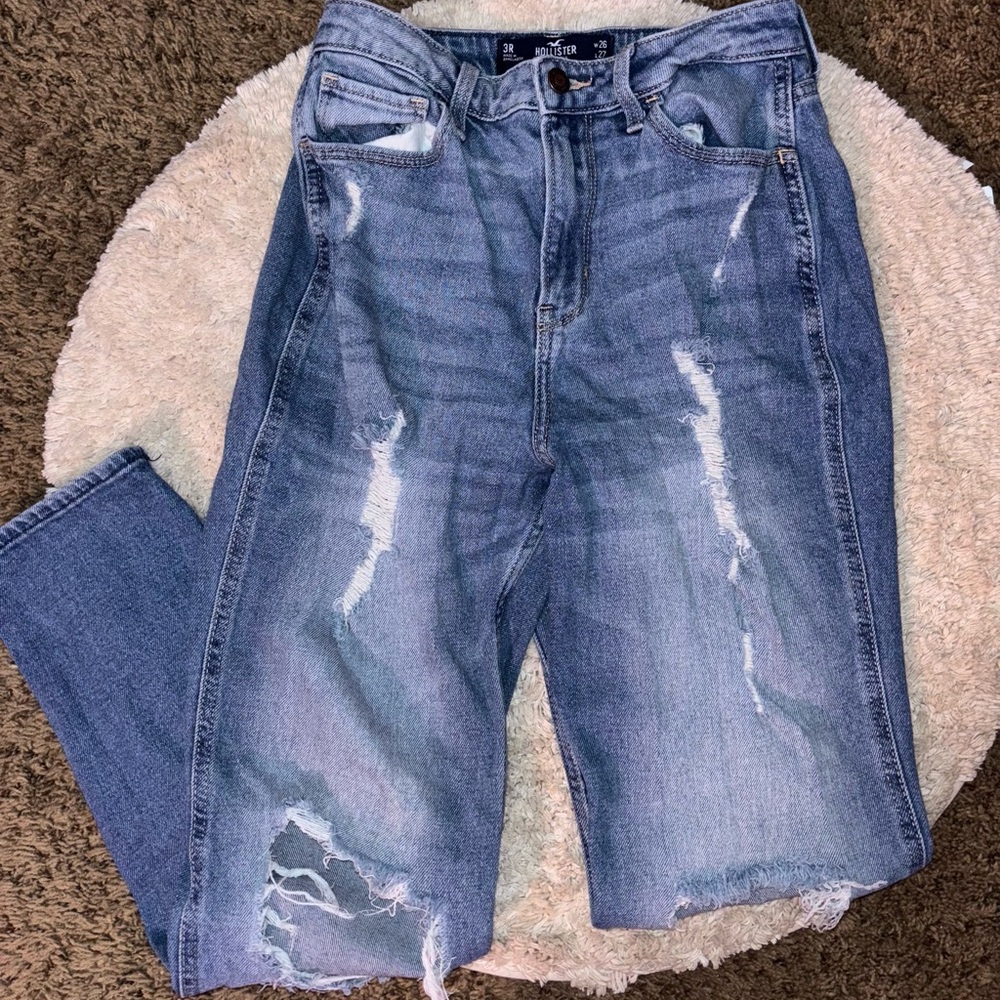 Hollister ultra high rise mom jeans.